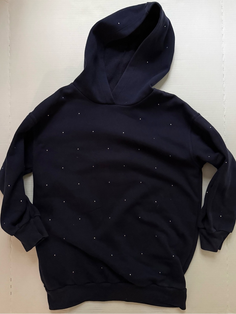 Gap Kid Girls Navy Blue Rhinestone Hoodie Sweatshirt Dress - Size M (8)